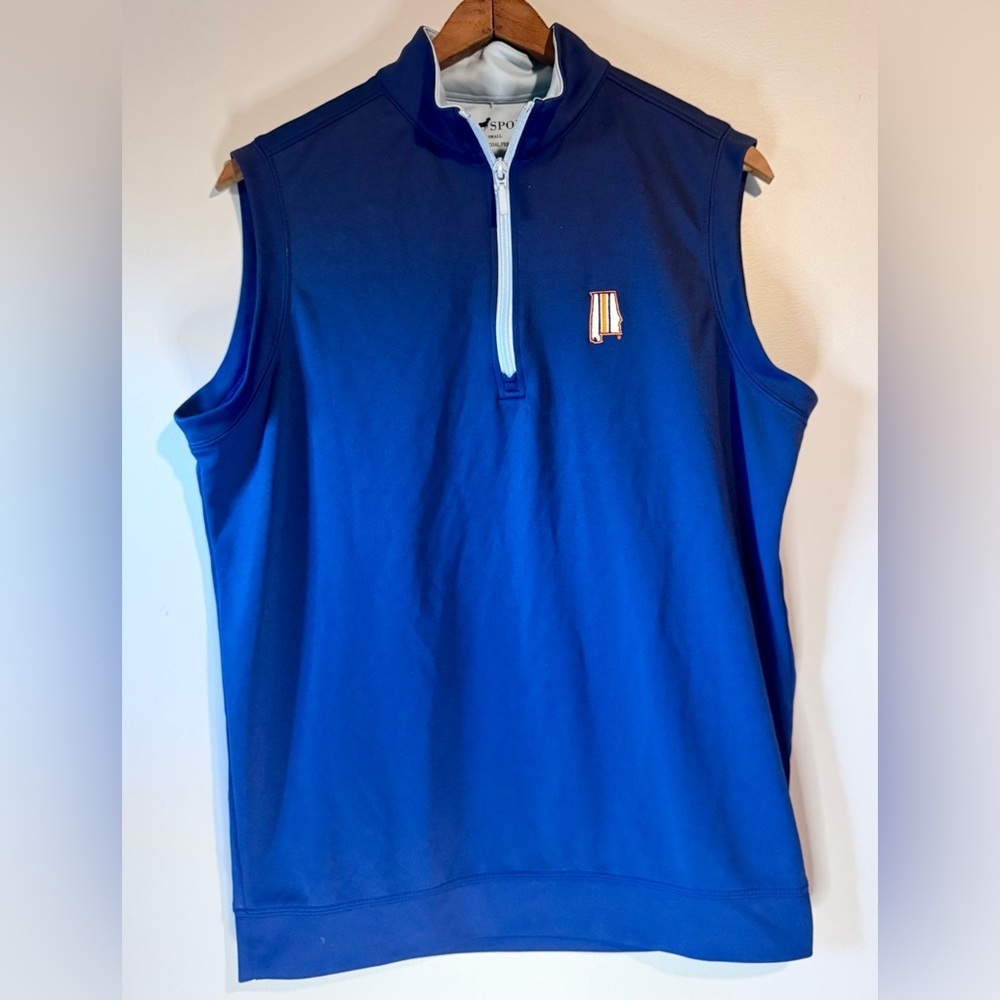 Horn Legend Sport Golf Vest Blue Sleeveless Zip-Up Vest Auburn Size Small